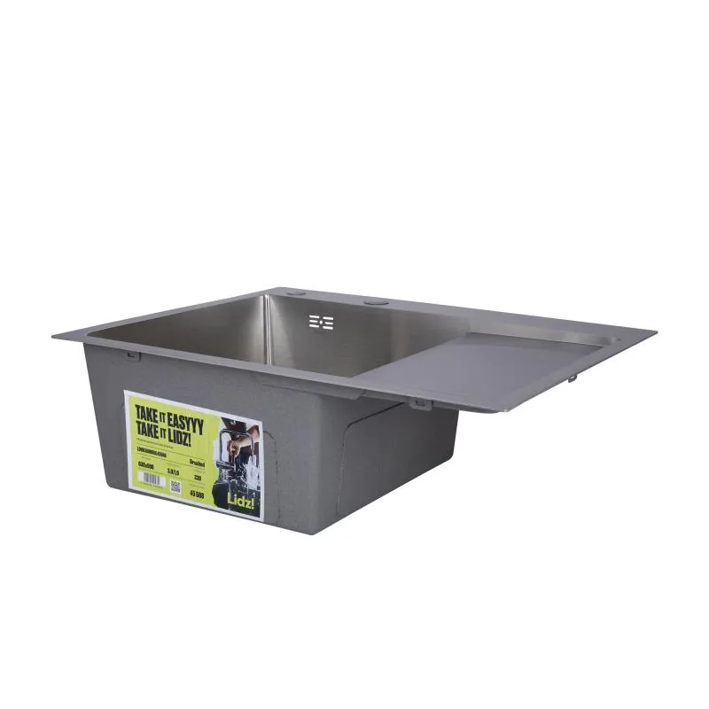 Кухонная мойка Lidz H6350R интегрированная 630x400x215 мм нержавеющая сталь Brushed Steel правое крыло
