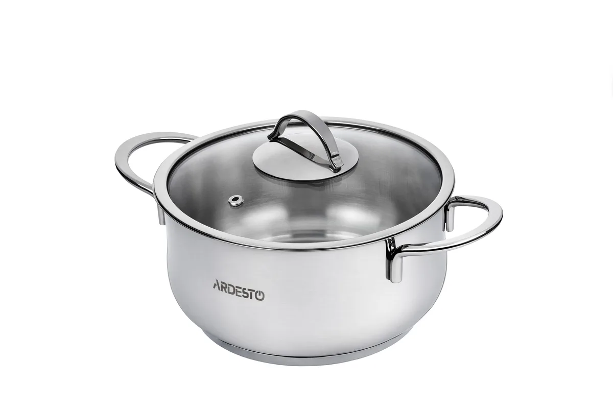 Каструля з прозорою кришкою ARDESTO Black Mars, 1.8 л, з нержавіючої сталі.