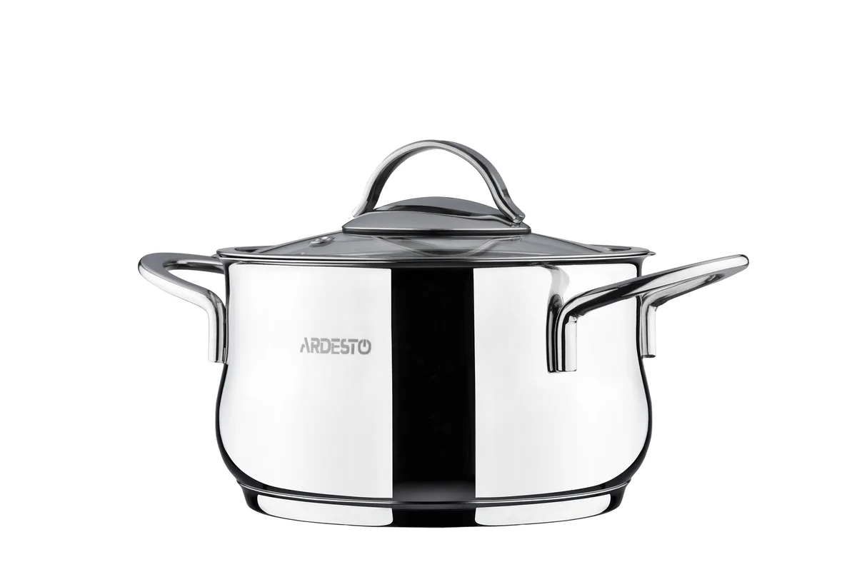 Каструля з прозорою кришкою ARDESTO Black Mars, 1.8 л, з нержавіючої сталі.