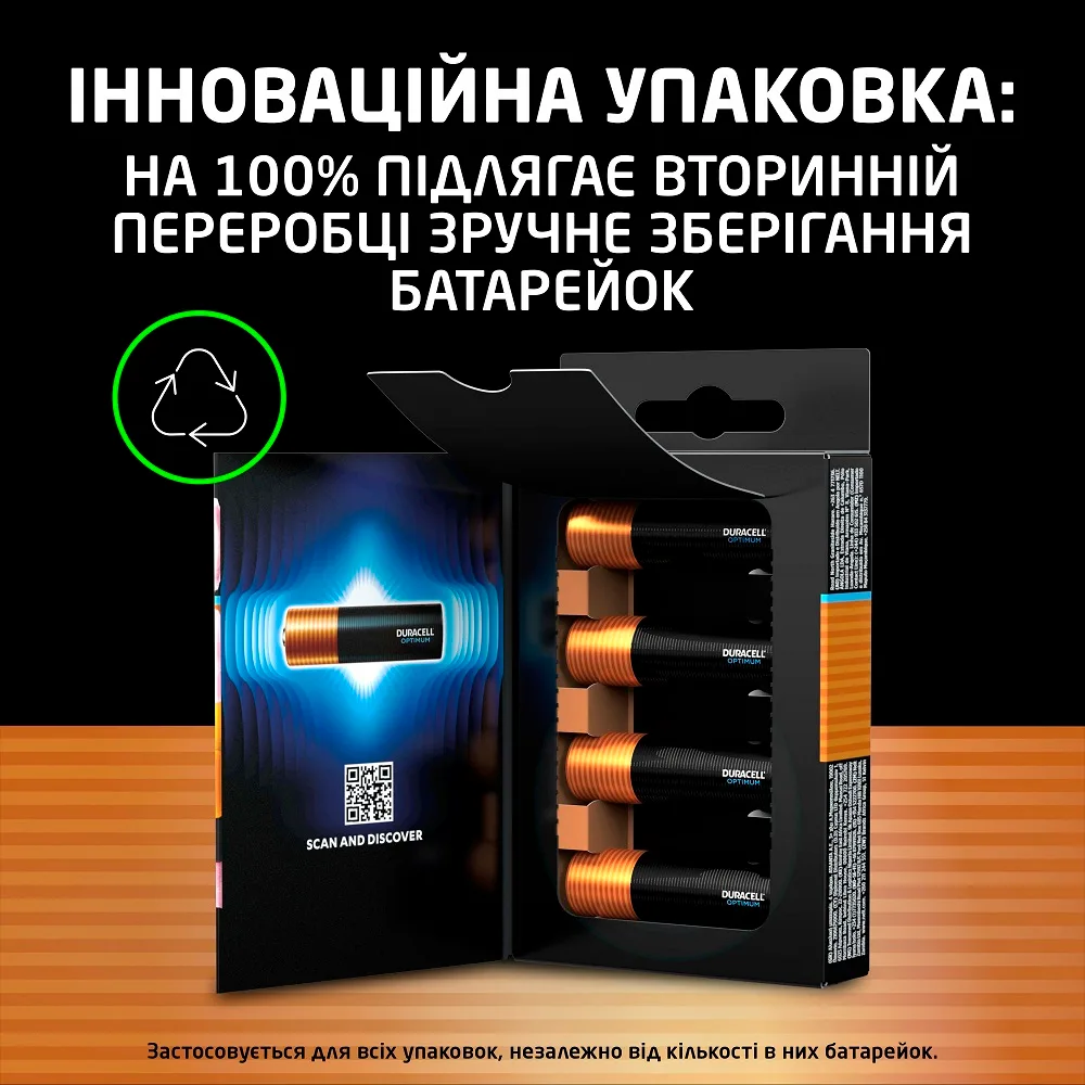 Лужні батарейки Duracell АА 1,5 В 8 шт Optimum