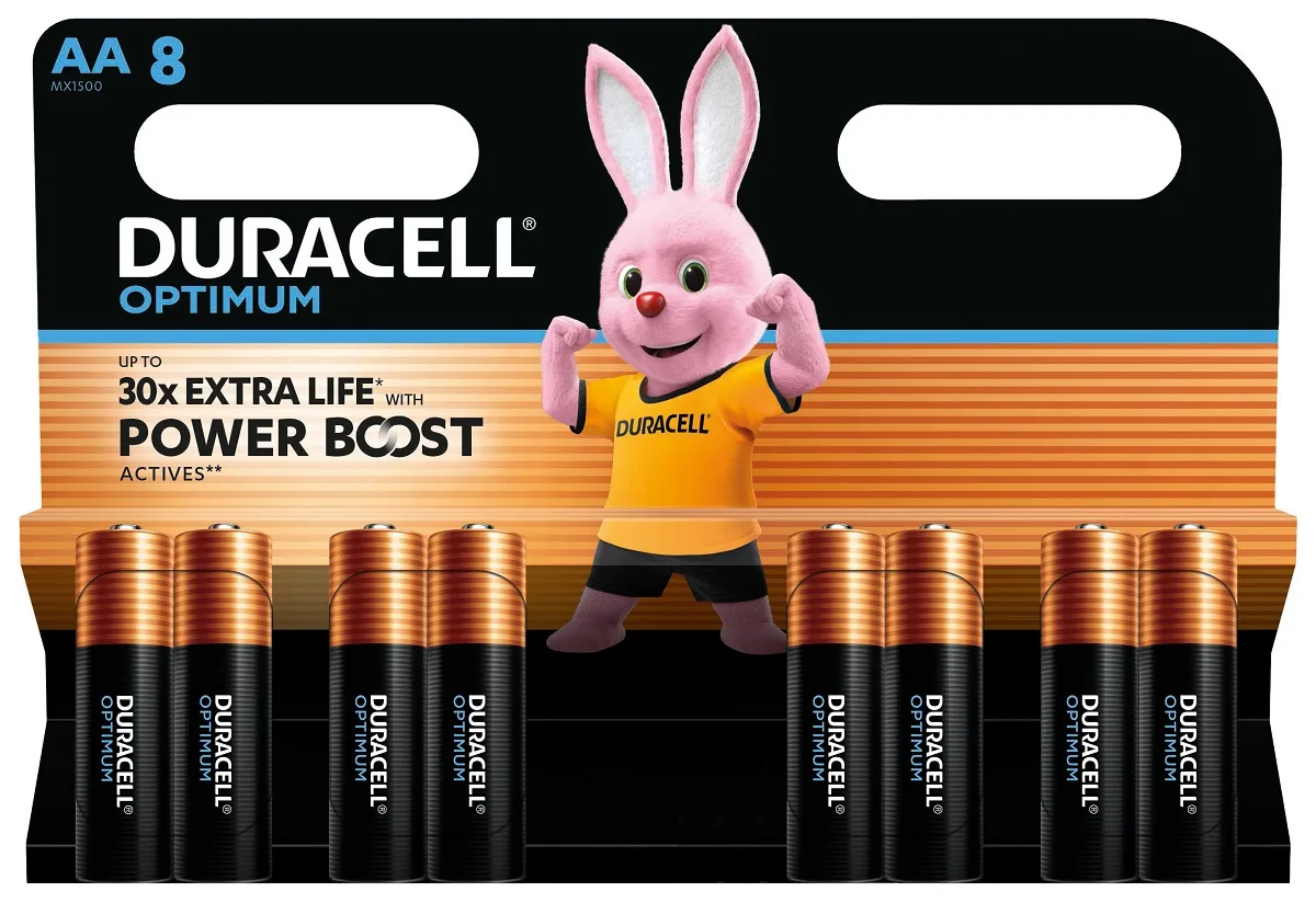 Лужні батарейки Duracell АА 1,5 В 8 шт Optimum