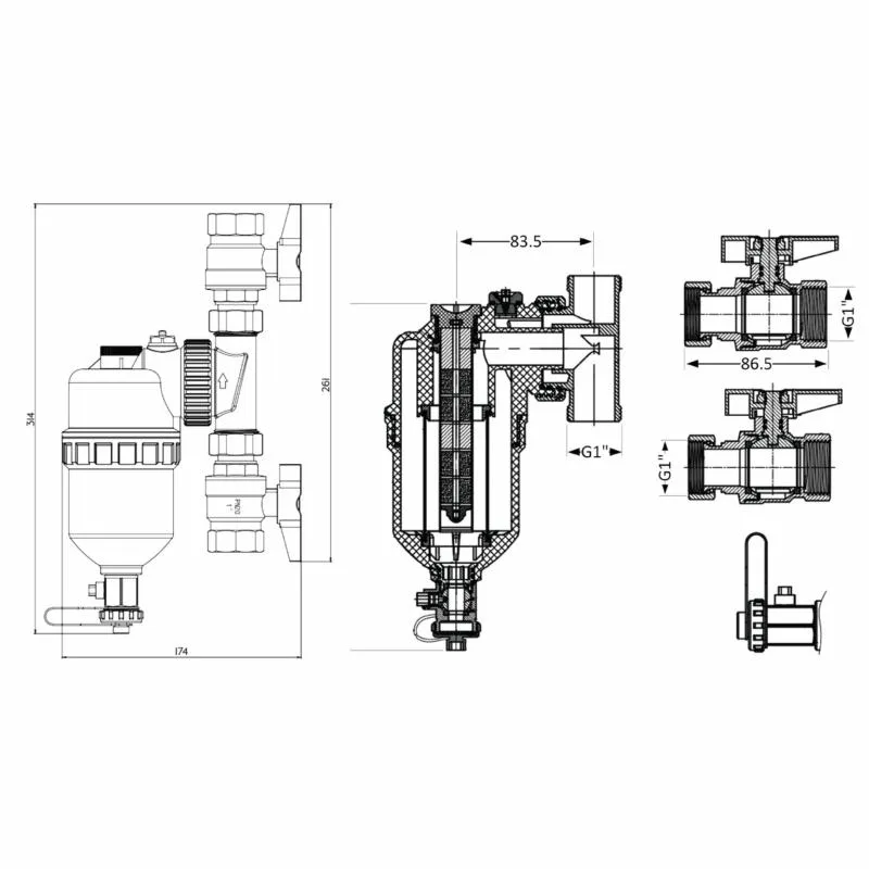 Фільтр-дешламатор Thermo Alliance Forte TAF400G25 поворотний магнітний 1"x1" армований поліамід PA66G30