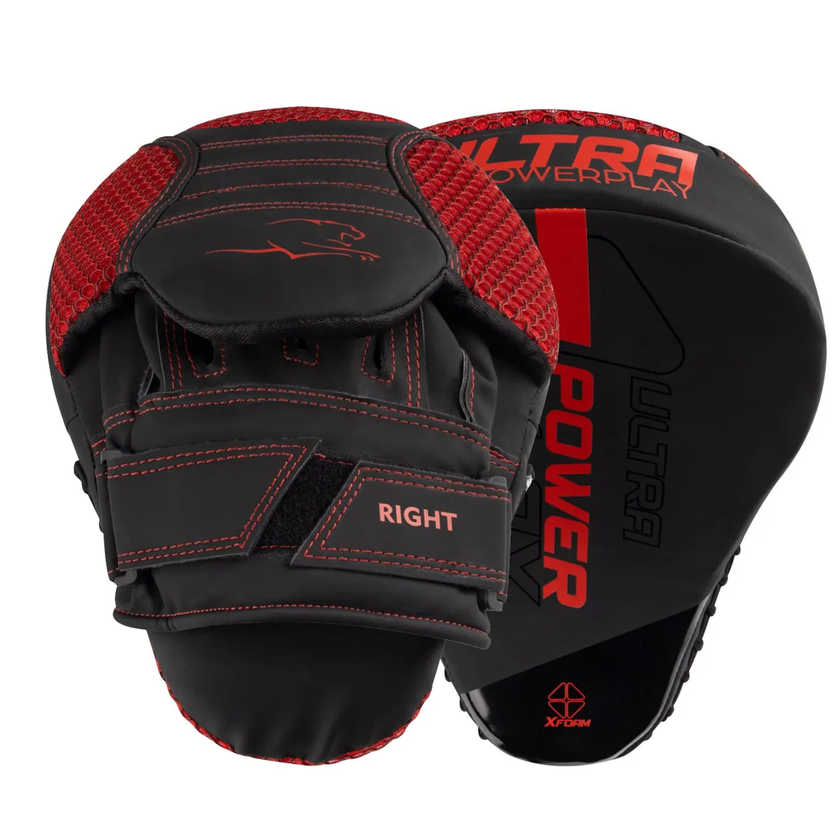 Лапи боксерські Active Point PU 22х19х6 см Чорні Червоні