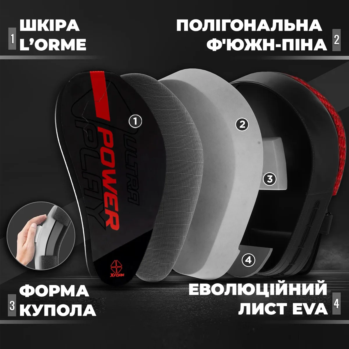 Боксерские лапы Active Point 22х19х6 см Черные Красные