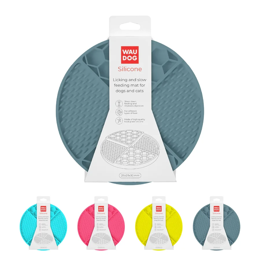 Килимок для злизування WAUDOG Silicone 21,1х21,1х3 см силіконовий сірий