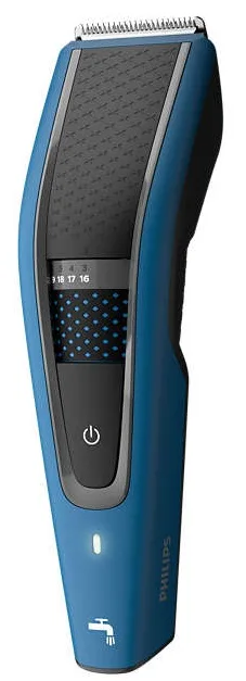 Машинка для стрижки волосся Philips Series 5000, бездротова, з роторним двигуном, 3 насадки, з нержавіючої сталі, чорний з синім.
