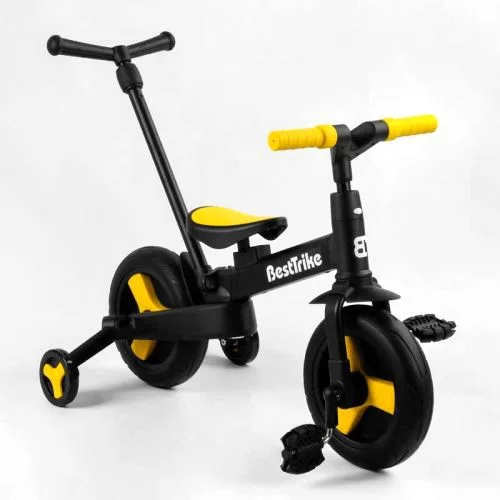 Велосипед-трансформер BestTrike с родительской ручкой и съемными педалями для детей 10 дюймов колеса PU детский трикси