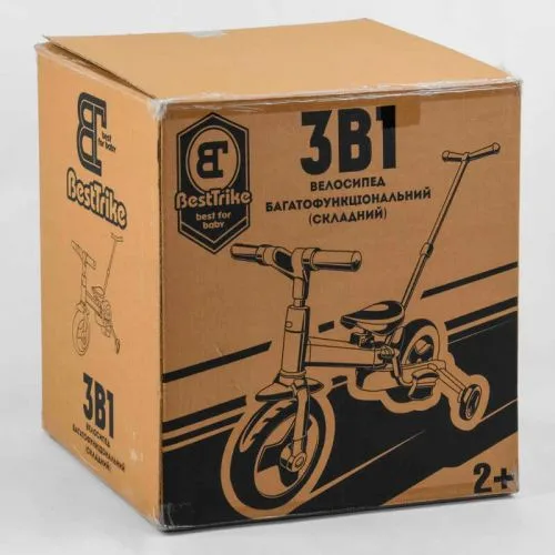 Велосипед-трансформер BestTrike с родительской ручкой и съемными педалями для детей 10 дюймов колеса PU детский трикси