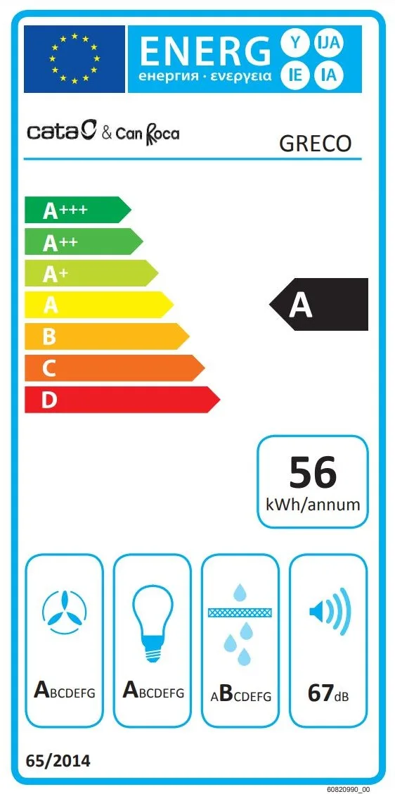 Похила витяжка CataCan Roca, 80 см, 1400 м3/год, Greco 80 wh, біла.