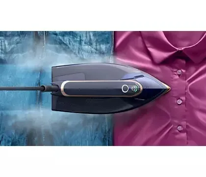 Праска Philips Azur 8000 Series, 3000 Вт, 350 мл, паровий удар 260 г, постійна пара 85 г, нержавіюча сталь, темно-синя.