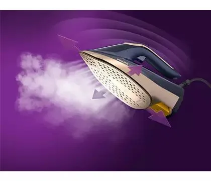 Праска Philips Azur 8000 Series, 3000 Вт, 350 мл, паровий удар 260 г, постійна пара 85 г, нержавіюча сталь, темно-синя.