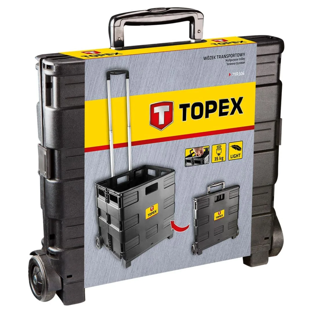 Универсальная складная грузовая тележка TOPEX, ящик 37x42 см, для перевозки до 35 кг
