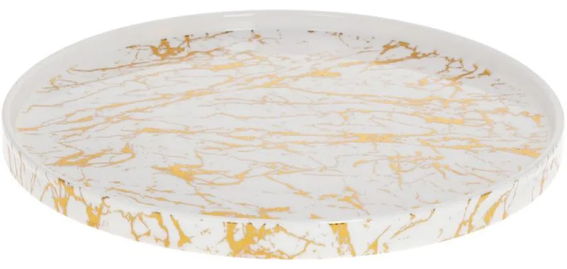 Блюдо фарфорове Golden-Marble Мраморна Розкіш 30.7х30.7 см біле з золотом