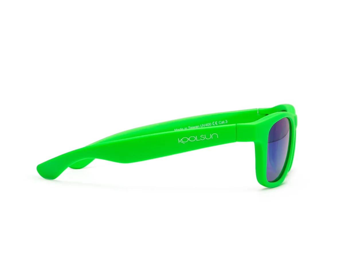 Детские солнечные очки Koolsun Wave, 1-5 лет, неоново-зеленые.