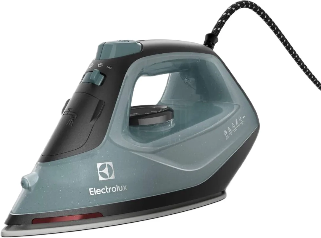 Паровий утюг Electrolux, 2400 Вт, 250 мл, паровий удар 110 г, керамічна підошва, зелено-чорний.