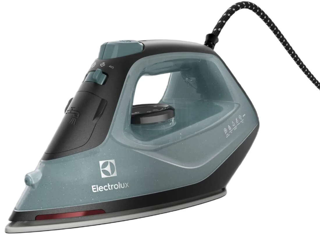 Паровий утюг Electrolux, 2400 Вт, 250 мл, паровий удар 110 г, керамічна підошва, зелено-чорний.