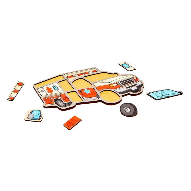 Дитячий дерев'яний пазл-вкладиш PuzzleOK 12 елементів 30х22 см натуральне дерево кольоровий