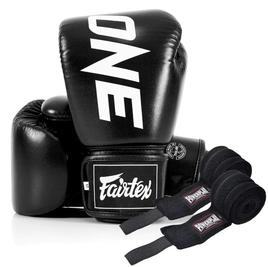 Боксерські рукавиці Fairtex натуральна шкіра 12 унцій чорні