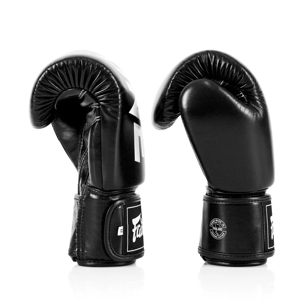 Боксерські рукавиці Fairtex натуральна шкіра 12 унцій чорні