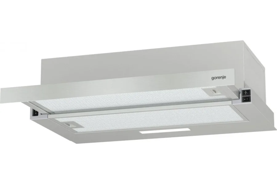 Телескопічна витяжка Gorenje, 60 см, продуктивність 350 м3/год, нержавіюча сталь.