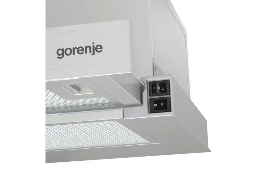 Телескопічна витяжка Gorenje, 60 см, продуктивність 350 м3/год, нержавіюча сталь.
