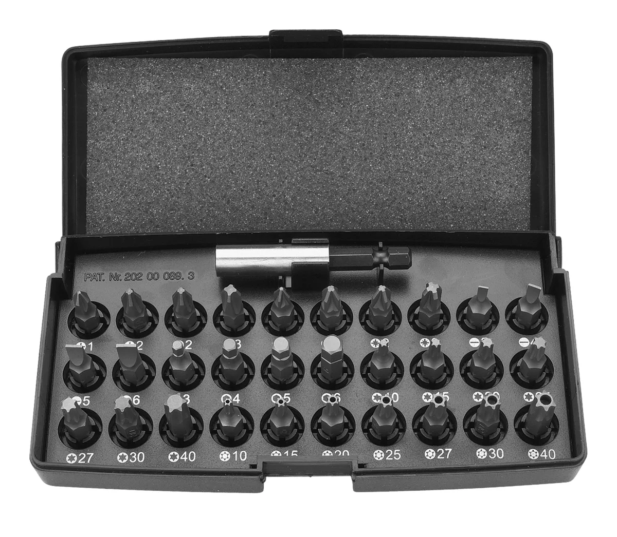 Біти Neo Tools, 1/4", бітотримач, SL, PH, PZ, H, T, TT, 25 мм, сталь S2, комплект у кейсі, 31 шт.