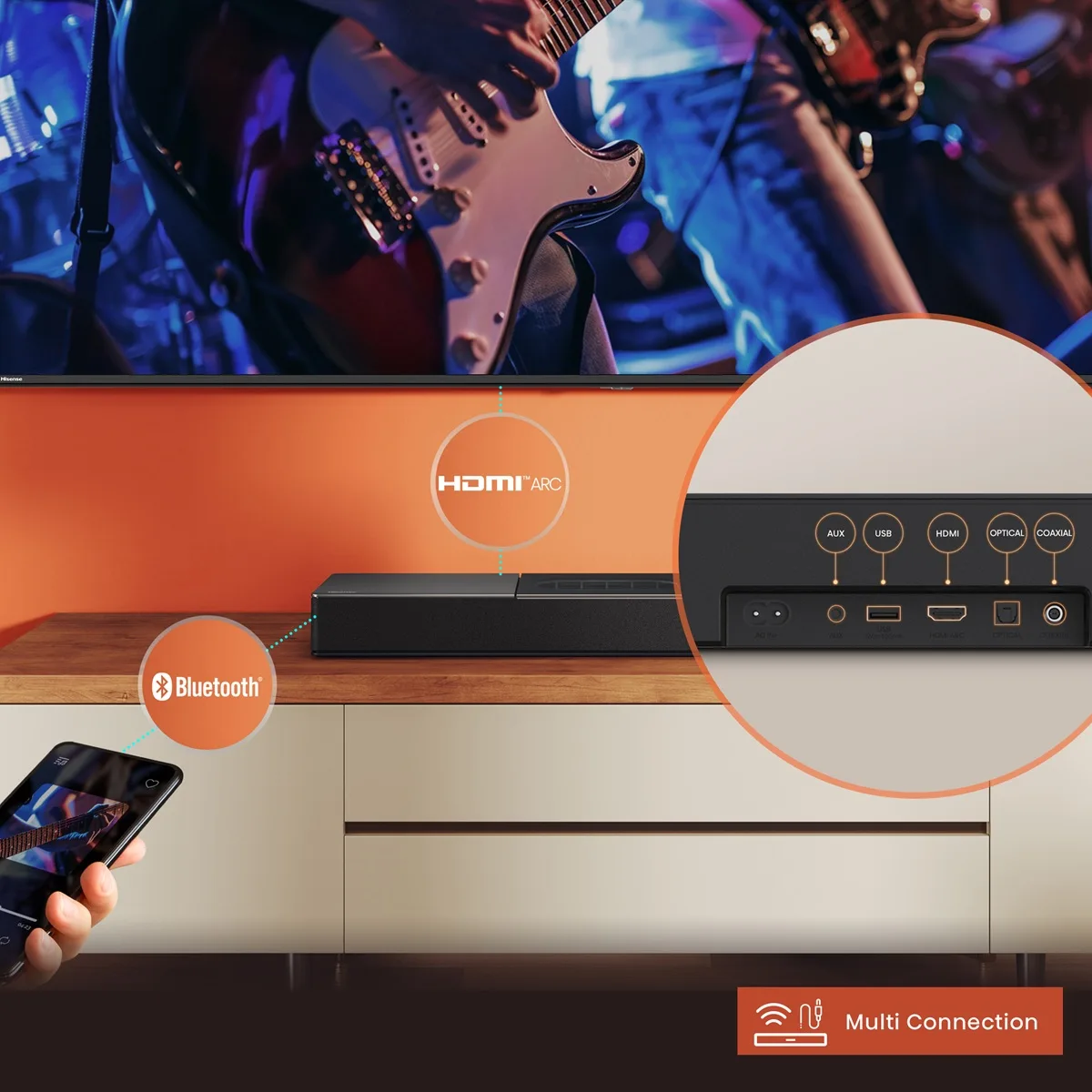 Саундбар Hisense 2.1 240Вт 800х60х90 мм Чорний
