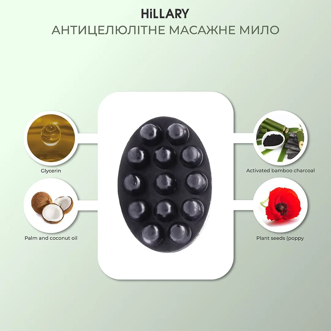 Антицеллюлитное массажное мыло Hillary 100 г для кожи с апельсиновой коркой скраб для тела.