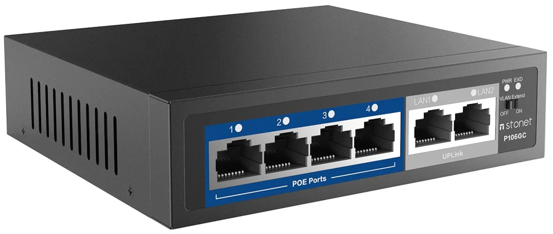 Комутатор Netis 6 портів 4 PoE 10/100 Мбіт/с 60 Вт Некерований