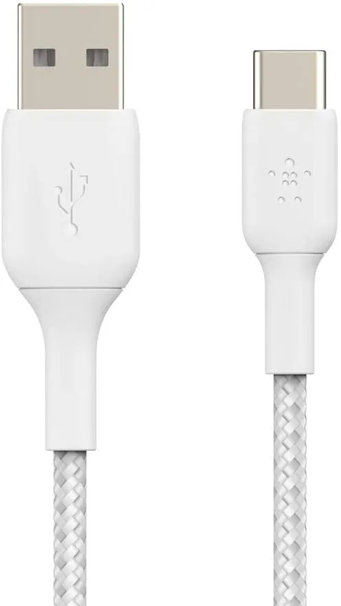 Кабель USB-A > USB-C заряджання/синхронізації Belkin 1м, 15Вт, Type-C, плетений, білий