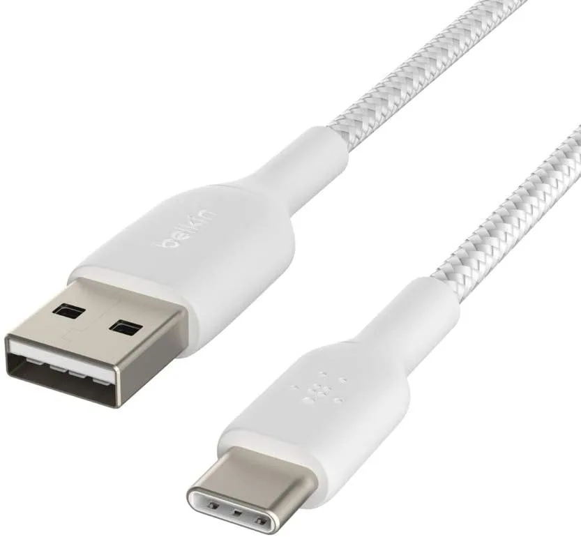Кабель USB-A > USB-C заряджання/синхронізації Belkin 1м, 15Вт, Type-C, плетений, білий