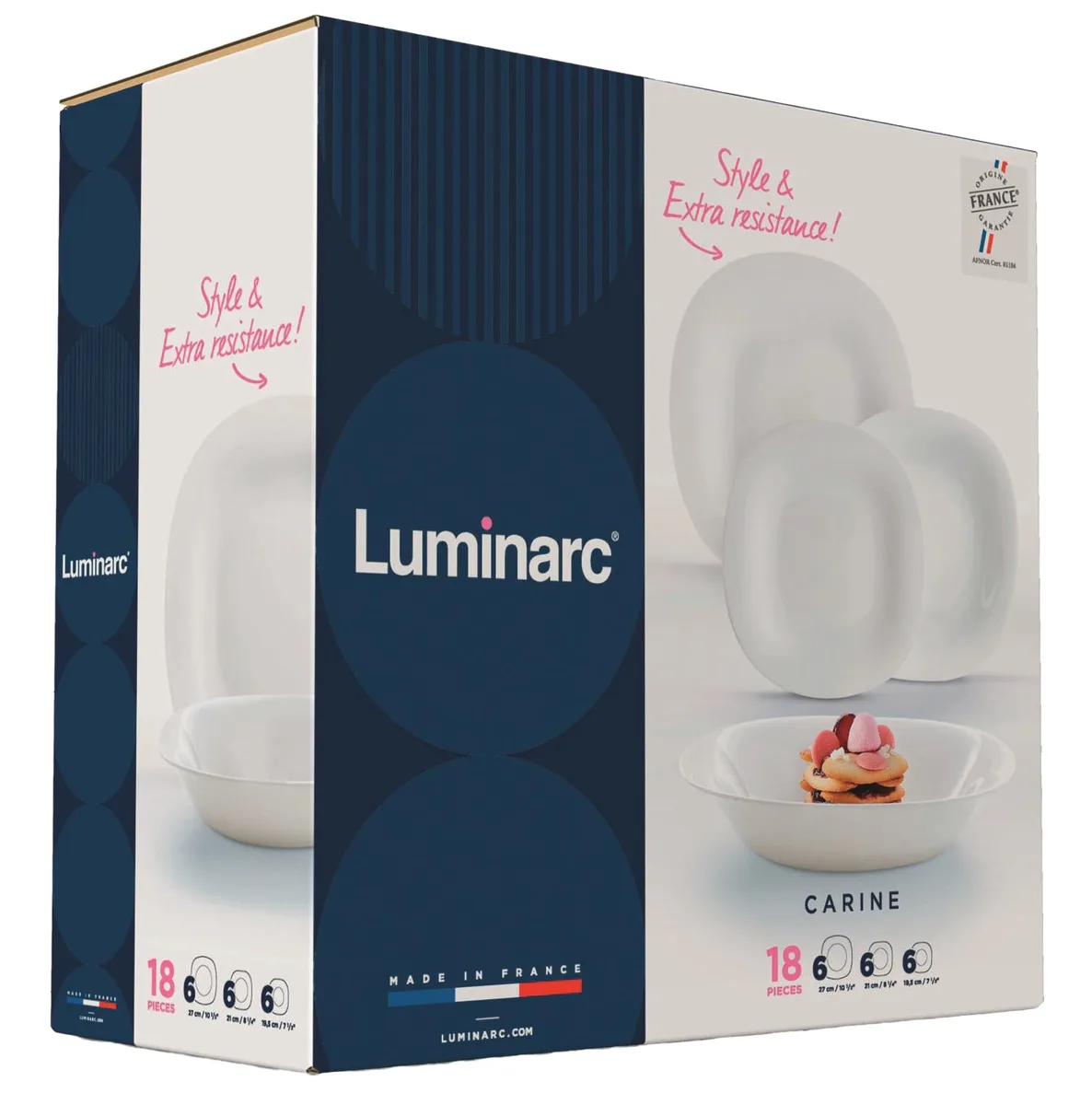 Сервис Luminarc 18 предметов закаленное стекло на 6 персон белый