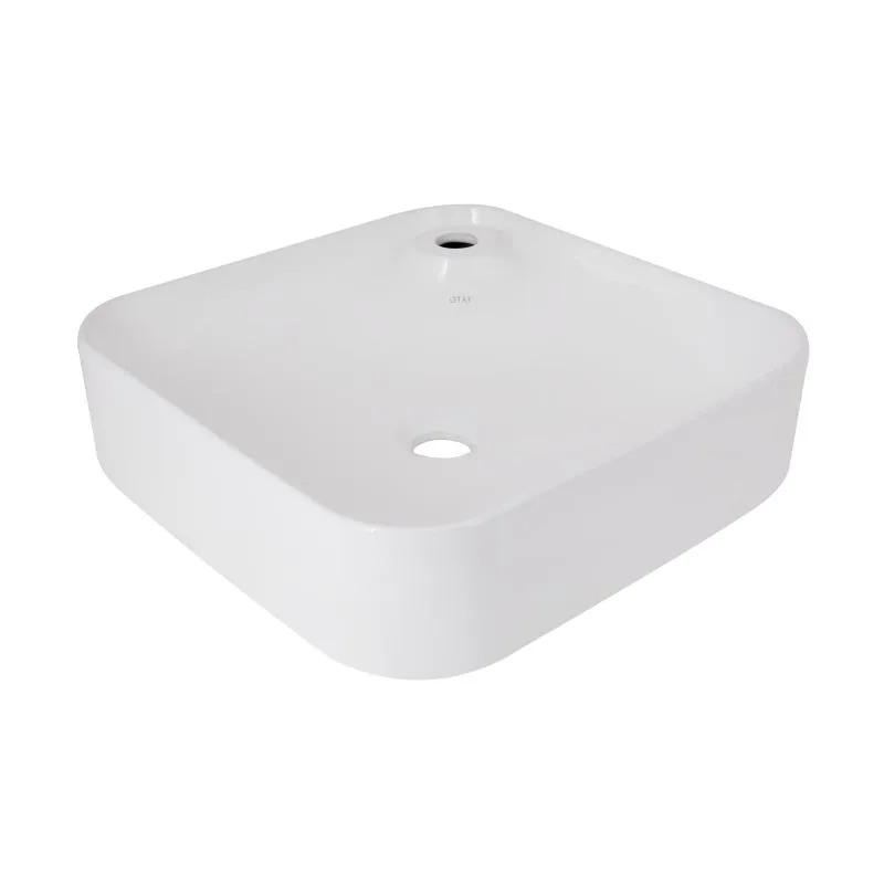 Раковина-чаша Qtap Stork QT15116137W квадратна 430х430 мм керамічна біла глянцева