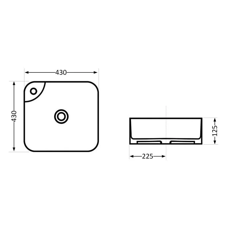 Раковина-чаша Qtap Stork QT15116137W квадратна 430х430 мм керамічна біла глянцева