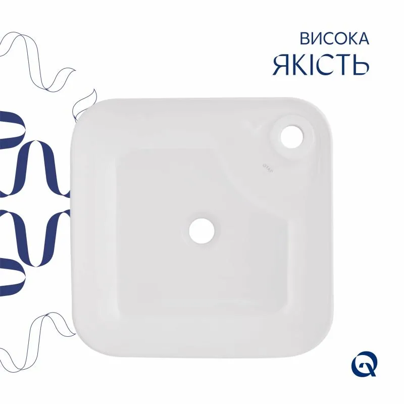 Раковина-чаша Qtap Stork QT15116137W квадратна 430х430 мм керамічна біла глянцева