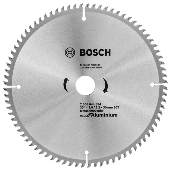 Диск пиляльний Bosch Professional Eco для алюмінію 254 мм 80 зубів для ручних та настільних пилок різання кольорових металів