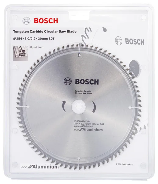 Диск пиляльний Bosch Professional Eco для алюмінію 254 мм 80 зубів для ручних та настільних пилок різання кольорових металів