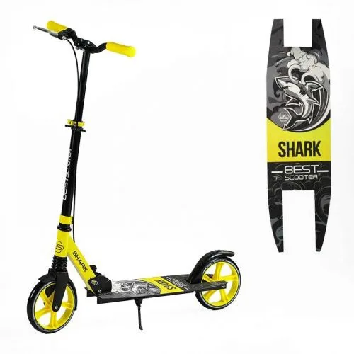 Самокат двоколісний Best Scooter SHARK з ручним гальмом для дітей та підлітків з амортизатором та PU колесами 20 см.