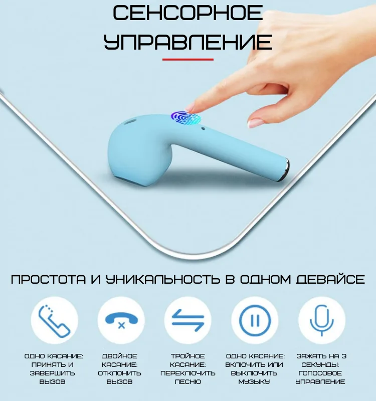 Беспроводные наушники Bluetooth Inpods 12 шумоподавление IPX7 4,1х0,4х1,35 см розовые