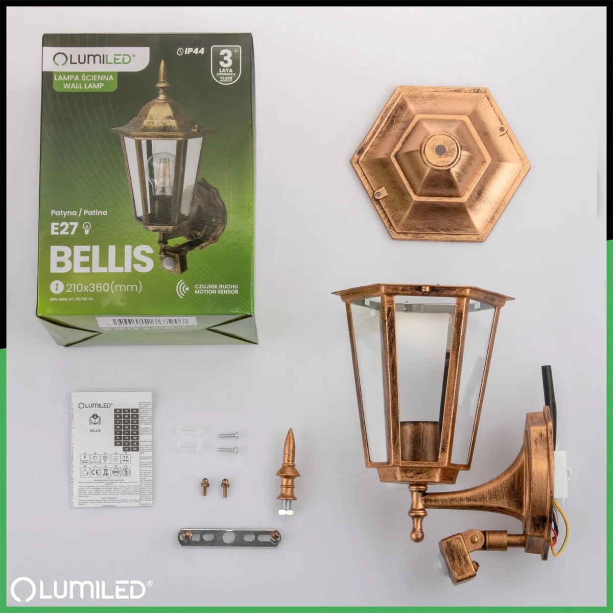Настенный светильник LumiLED алюминиевый 360х210 мм золотой IP44