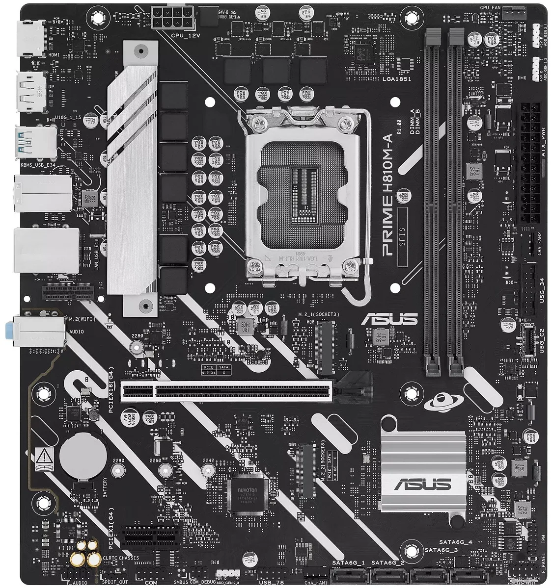 Материнcька плата ASUS PRIME H810M-A-CSM s1851 H810 2xDDR5 M.2 HDMI DP ATX