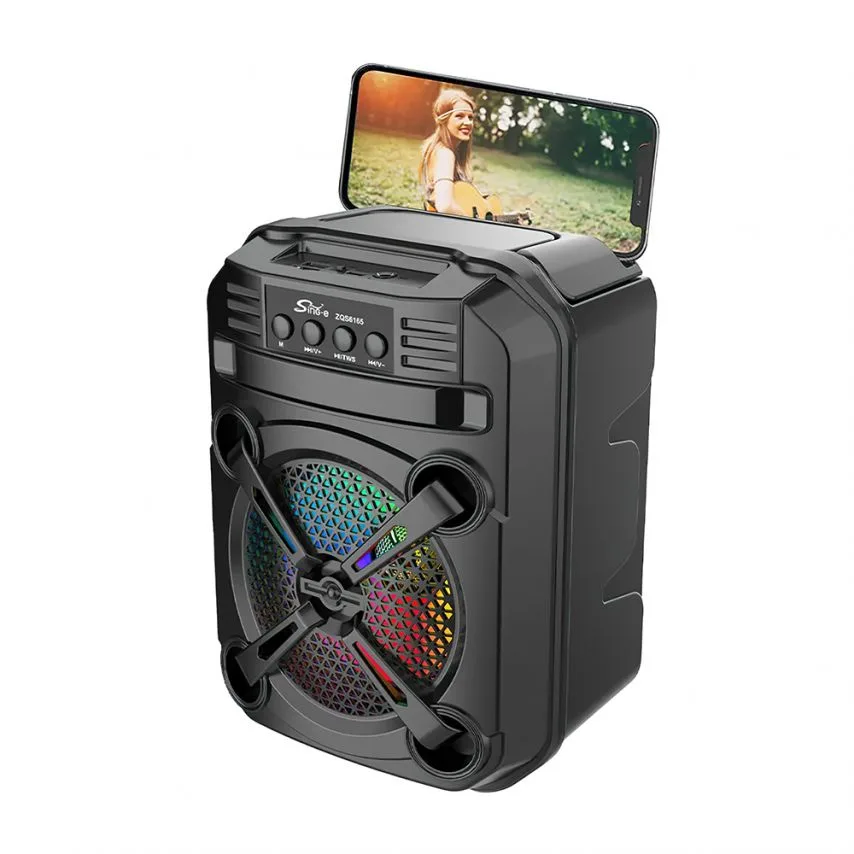 Портативна колонка Bluetooth 12W чорна 303х198х163 мм з FM приймачем та караоке