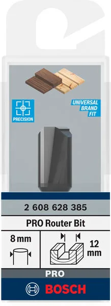 Фреза пазова Bosch Professional з двома лезами Std S8 D12 L20 для точних вирізів.