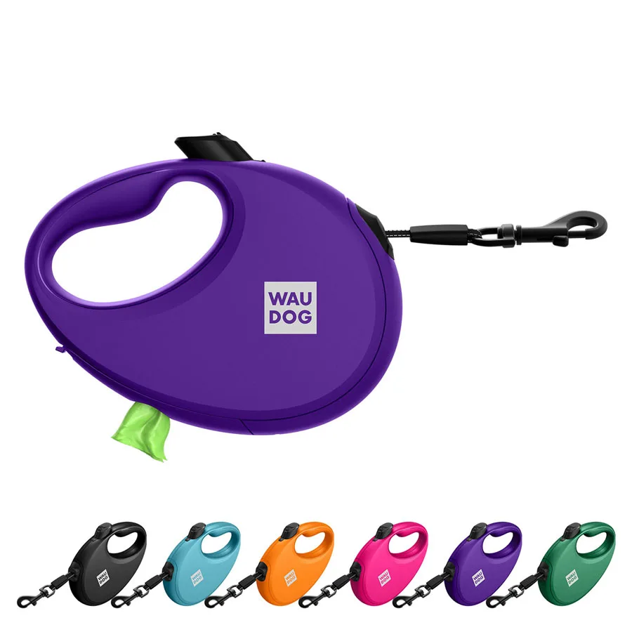 Поводок-рулетка WAUDOG R-leash S 3 м пластиковый фиолетовый