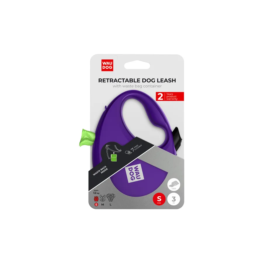 Повідець-рулетка WAUDOG R-leash S 3 м пластиковий фіолетовий