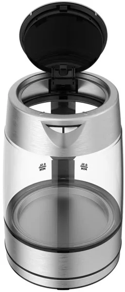 Електричний чайник Tefal скляний 1.7 л з підсвіткою, сріблястий та чорний.
