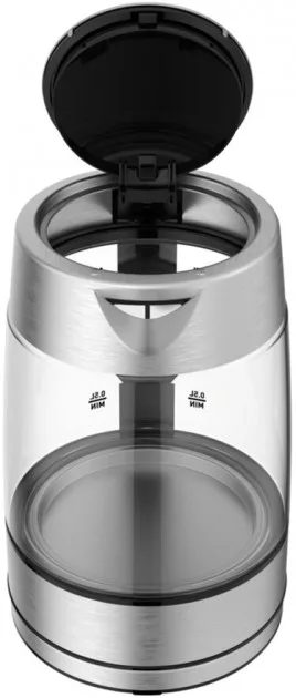 Електричний чайник Tefal скляний 1.7 л з підсвіткою, сріблястий та чорний.