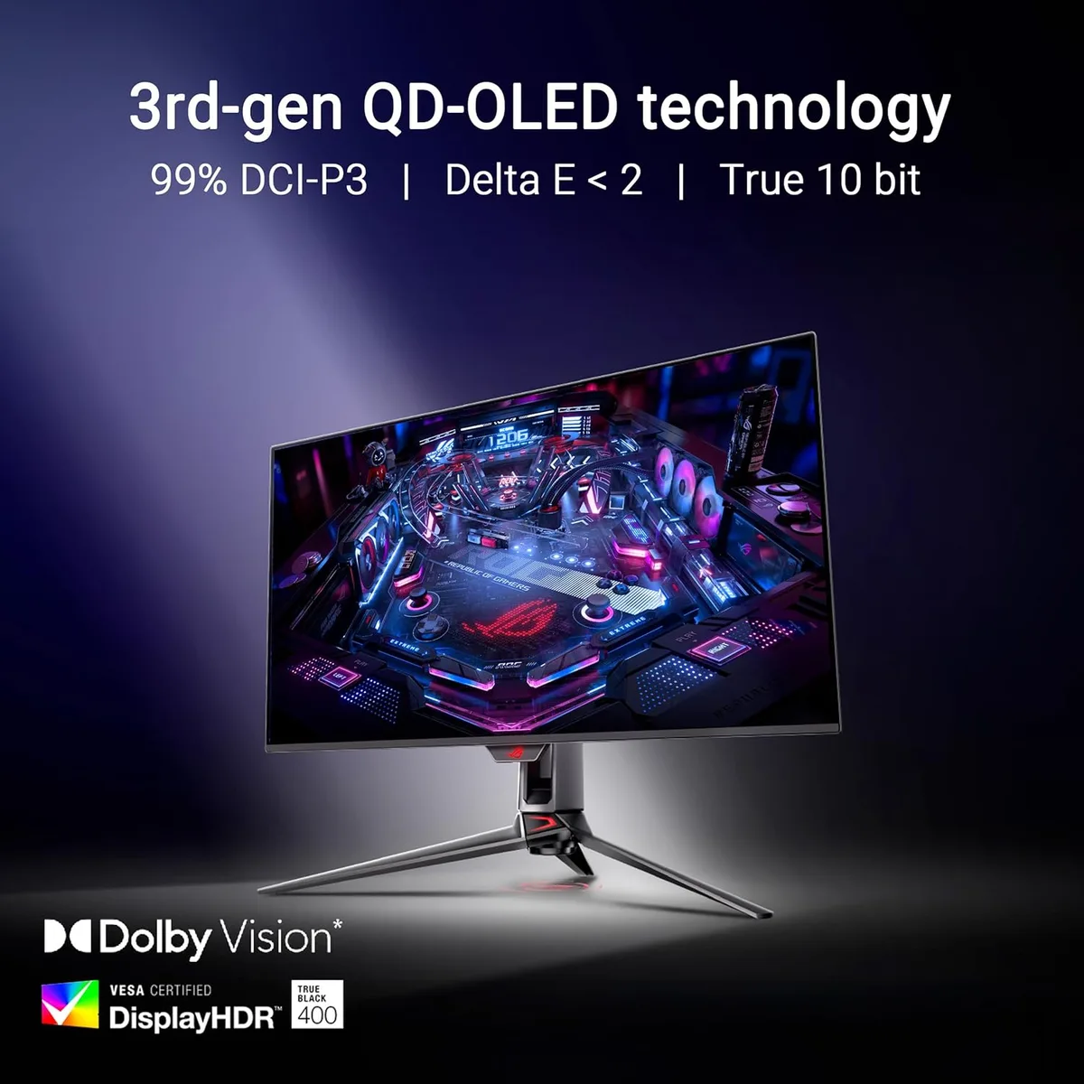Монітор Asus 31.5" ROG Swift PG32UCDMR 2xHDMI, DP, USB-C, 3xUSB, QD-OLED, 3840x2160, 240Hz, 0.03ms, DCI-P3 99%, AdaptiveSync, HAS, HDR400