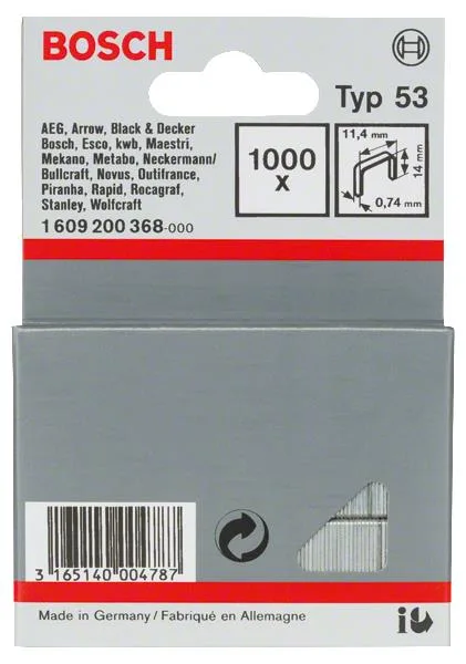 Скоби Bosch Professional тип 53, 14 мм, 1000 шт. - Кліпси Bosch Professional тип 53, 14 мм, 1000 шт.