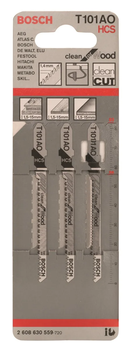 Набор пилочек для электролобзика Bosch Professional по дереву T 101 AO, 1,4х83 мм, 3 шт.